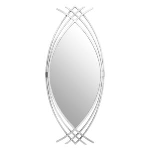 Farota Oval Elongated Wall Mirror In Silver