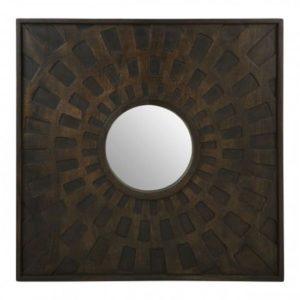 Seri Square Wall Bedroom Mirror In Weathered Brown Frame