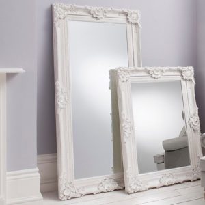 Valley Floor Mirror Rectangular Leaner In White