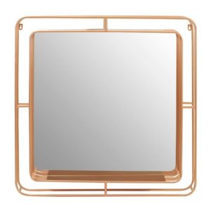 Yaxoya Contemporary Square Wall Mirror In Champagne Gold