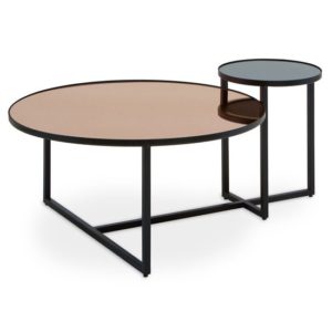 Cusco Smoked Mirror Glass Top Coffee Table With Black Frame