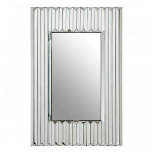 Rota Rectangular Wall Bedroom Mirror In Polished Silver Frame