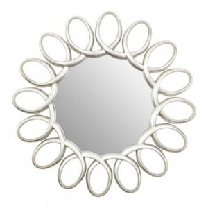 Saltier Round Wall Bedroom Mirror In Silver Pewter Frame
