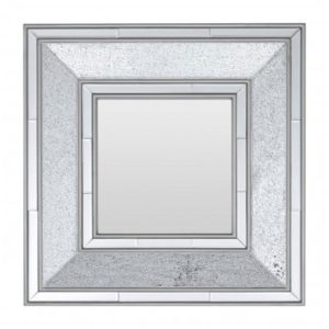 Wilmer Square Wall Bedroom Mirror In Antique Silver Frame