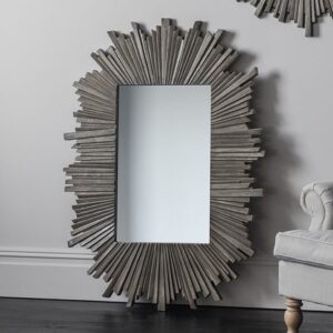 Corsley Starburst Wall Mirror Rectangular In Grey Weathered