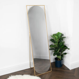 Bronx Floor Standing Mirror With Gold Metal Frame