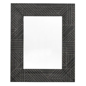 Kavala Wall Mirror Rectangular In Black Wooden Frame