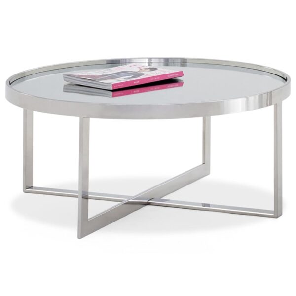 Orillia Mirrored Top Coffee Table With Steel Frame
