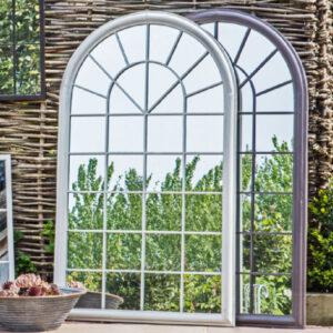 Orono Outdoor Arched Mirror In Distressed White