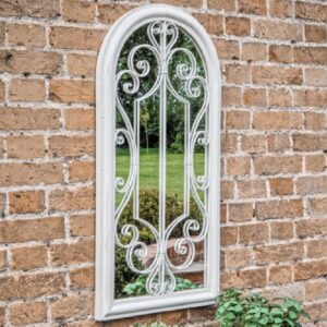 Rupert Outdoor Arched Gatehouse Mirror In White