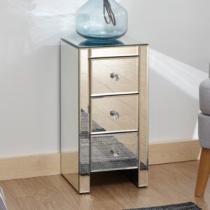 Meriden Mirrored Chest Of 3 Drawers In Silver