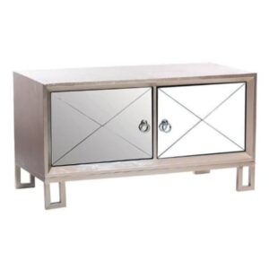 Diama Mirrored Tv Stand With 2 Doors In Champagne