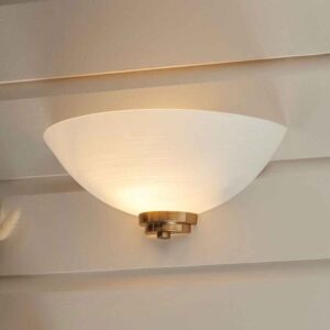 Augusta Glass Wall Light With Steel Base In Brushed Age Brass