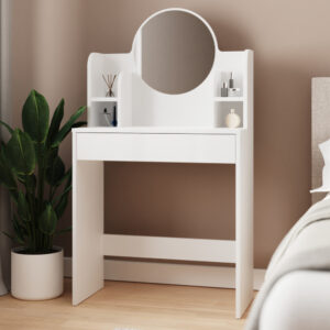 Iowa Wooden Dressing Table With Mirror In White