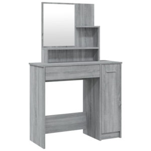 Ypsilanti Wooden Dressing Table With Mirror - Grey Sonoma