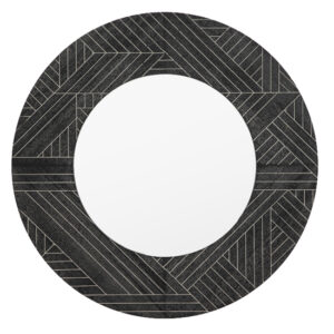 Kavala Wall Mirror Round In Black Wooden Frame